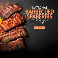 Modern & Minimal National Barbecued Spareribs Day Instagram Post Instagram-bericht template