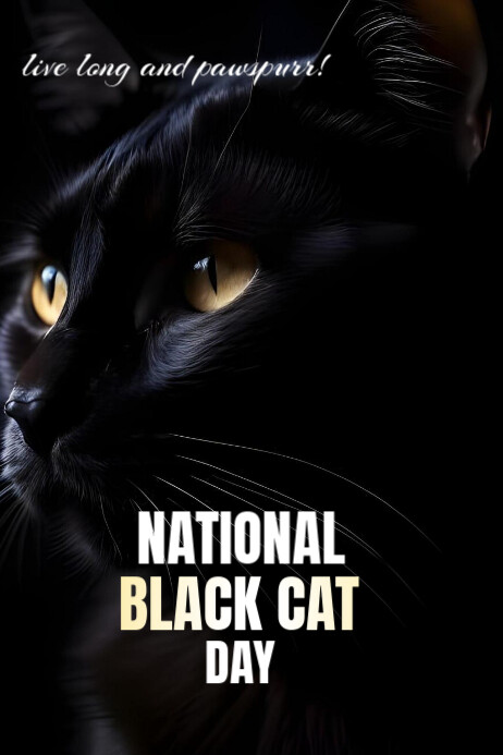Modern & Minimal National Black Cat Day Poster Template | PosterMyWall