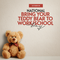 Grey Bring Your Teddy Bear to Work/School Day Publicación de Instagram Template