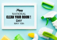 Modern & Minimal National Clean Your Room Day  Postcard Открытка template