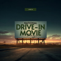 Modern & Minimal National Drive-in Movie Day Instagram Post Instagram-opslag template