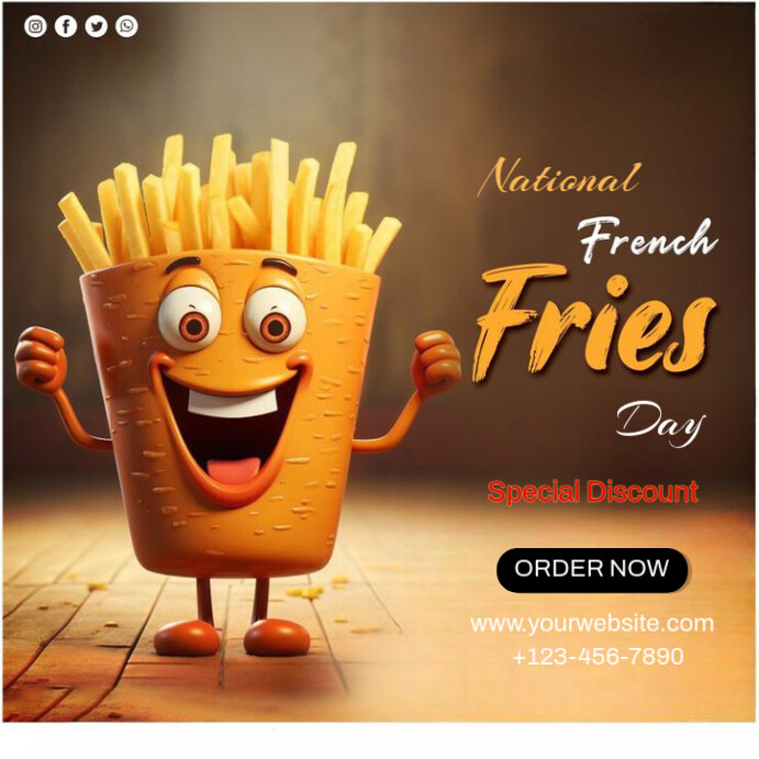 Modern & Minimal National French Fries Day Instagram Post Template ...