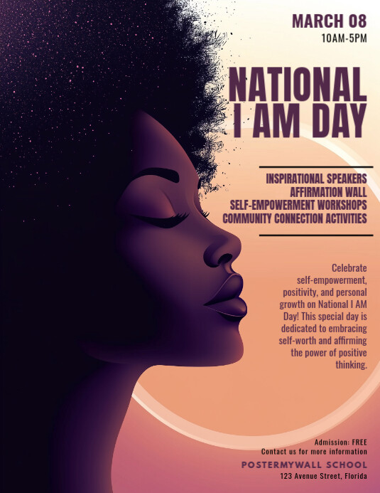 Modern & Minimal National I Am Day Celebration Event Flyer (us Letter) template