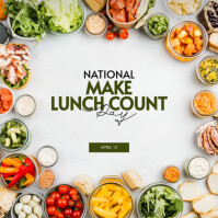 Modern & Minimal National Make Lunch Count Day Instagram Post Iphosti le-Instagram template
