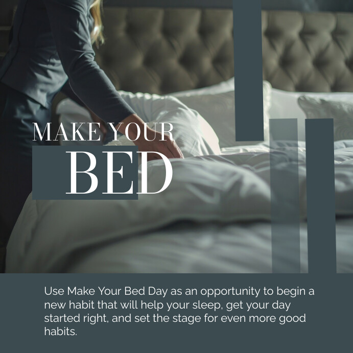 Modern & Minimal National Make Your Bed Day I Instagram Post template