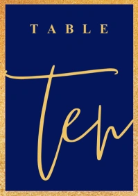 Modern & Minimal Navy And Gold Table Numbers A4 template