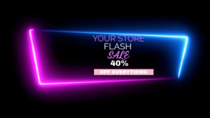 Schwarz Modern & Minimal Neon Flash Sale 40% Off Everything  Digital Display (16:9) Digitalt display Template