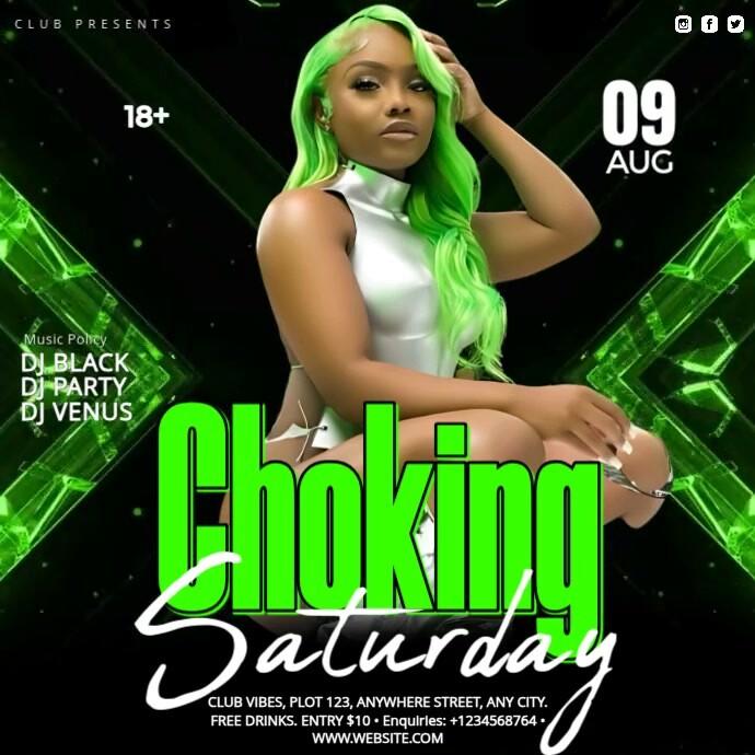 Modern & Minimal Neon Saturday Bash Party Video Instagram Post template