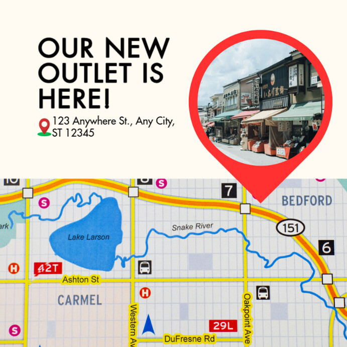Modern & Minimal  New Outlet Location Announcement Pos Instagram template