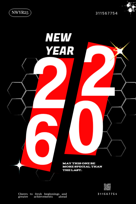 Modern & Minimal New Year Greeting Cards Poster Template | PosterMyWall