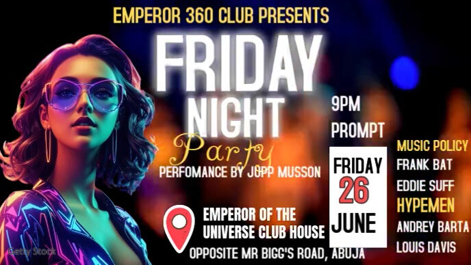 Modern & Minimal Night Club Party Youtube Thumbnail Template | PosterMyWall