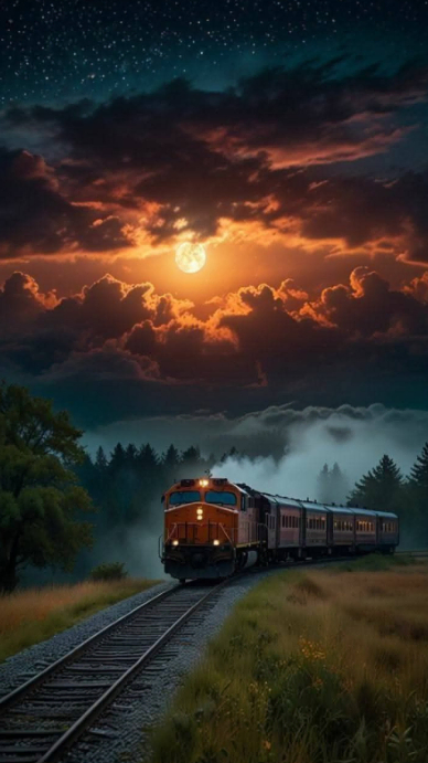 Modern & Minimal Night Journey Under The Moon — Inspirational Travel Background Digital Display (9:1 数字显示屏 (9:16) template