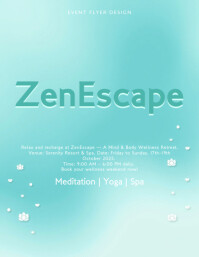 Modern & Minimal Ocean Mist Wellness Retreat Weekend Flyer (us Letter) Iflaya (Incwadi ye-US) template