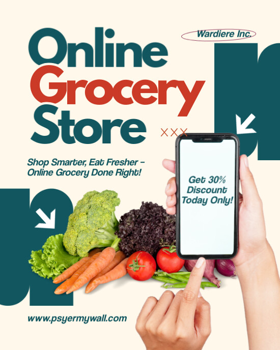 Modern & Minimal Online Grocery Store Instagram Portrait template