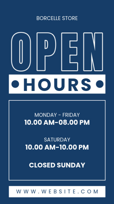 Modern & Minimal Open Hours Or Business Hours Instagram Story template