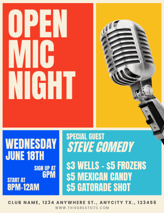 Modern & Minimal Open Mic Night Event Flyer (us Letter) template