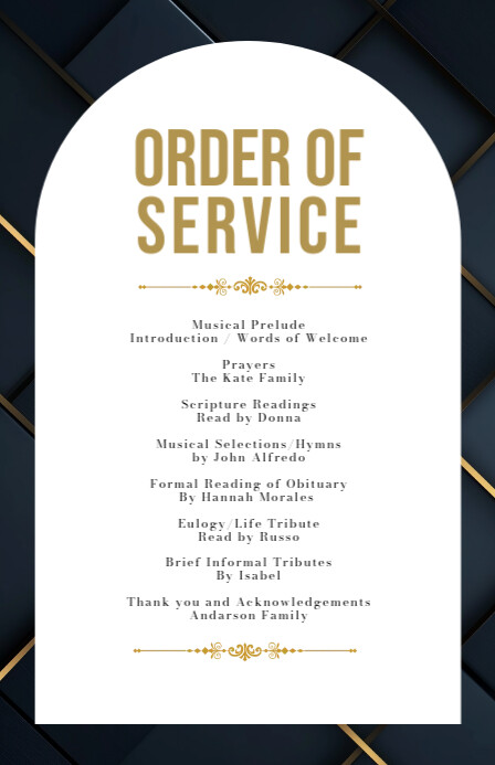 Modern & Minimal Order Of Service Half Page Wide ความกว้างแบบครึ่งหน้า template