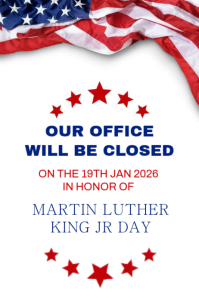 Modern & Minimal Our Office Will Be Closed Martin Luther King Jr Day Poster template