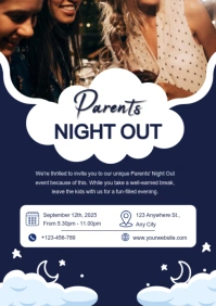 Modern & Minimal Parents Night Out Poster Template  A4