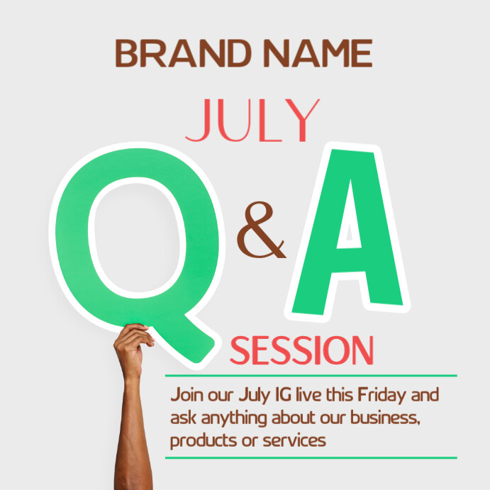 Copy of Modern & Minimal Pastel Grey July Q&A Session | PosterMyWall