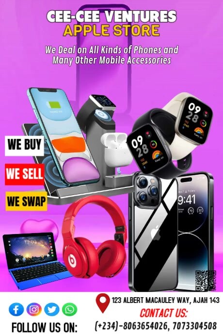 Modern & Minimal Phones And Gadgets Store Poster Template | PosterMyWall