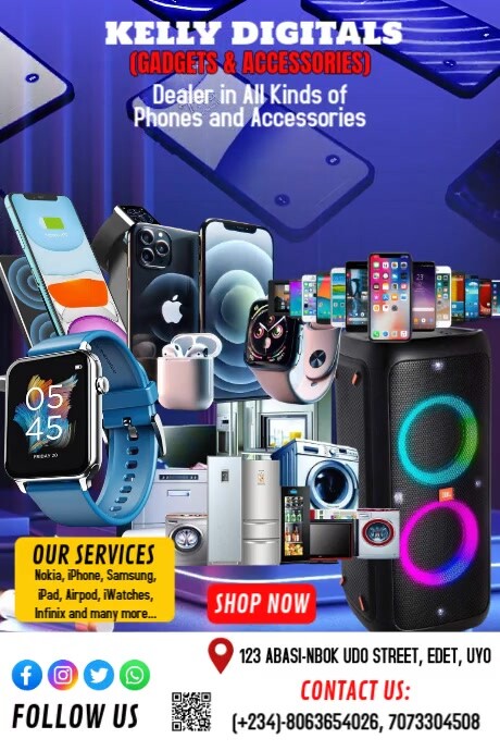 Modern & Minimal Phones And Gadgets Store Poster template