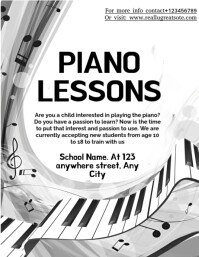 Modern & Minimal Piano Lessons Flyer (us Letter) template
