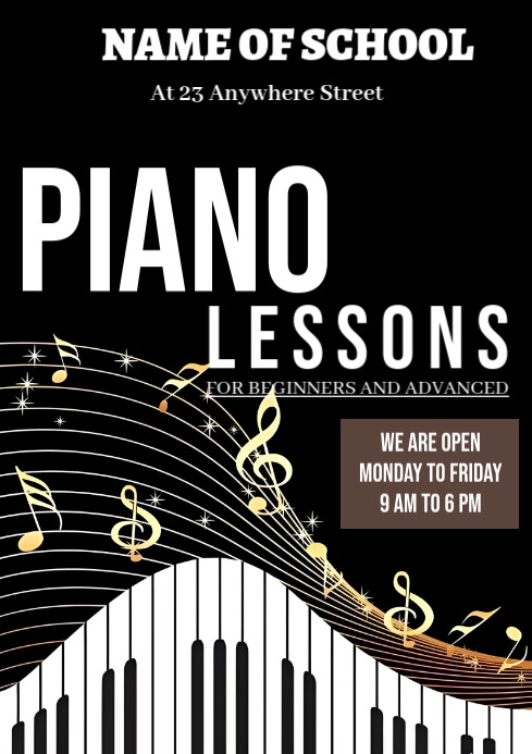 Modern & Minimal Piano Lessons Flyer A4 template
