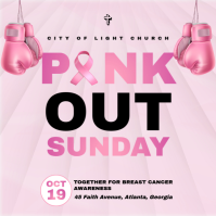 Modern & Minimal Pink Out Sunday Church Flyer Template Instagram Post Wpis na Instagrama