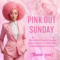 Modern & Minimal Pink Out Sunday Invitation T Instagram Post template