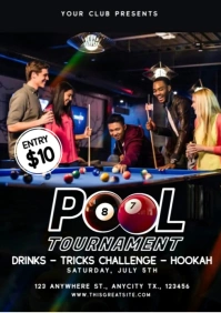 Modern & Minimal Pool Tournament  A4 template