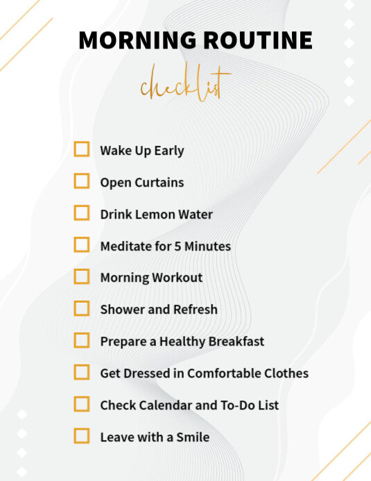 Creating Positive Routine Template Modern & Minimal Positive Morning Routine Checklist Flyer (us Letter ...