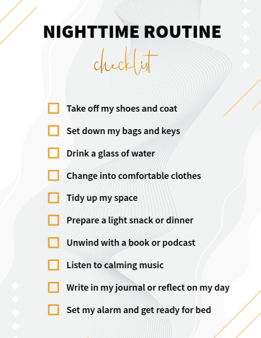 Copy of Modern & Minimal Positive Nighttime Routine Checklist Flyer (us ...