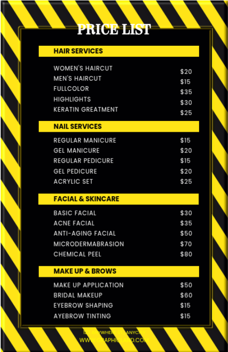 Modern & Minimal Price List Tabloid Template | PosterMyWall