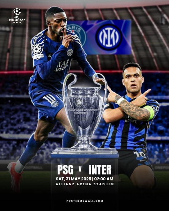Modern & Minimal Psg Vs Inter Milan Instagram Portrait template