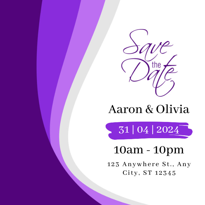 Modern & Minimal Purple Abstract Save The Date Instagram Post template