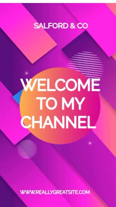 Modern & Minimal Purple And Pink Neon Welcome To My Channel Intro Screen Template  Digital Display ( Digitalanzeige (9:16)