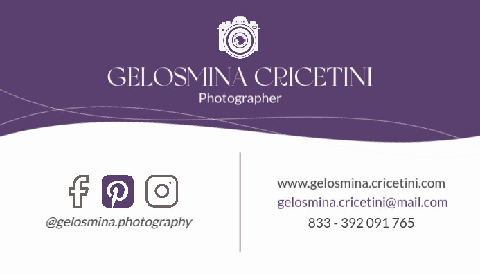 Modern & Minimal Purple And White Minimal Business Card Photography  Business Card 名片 template