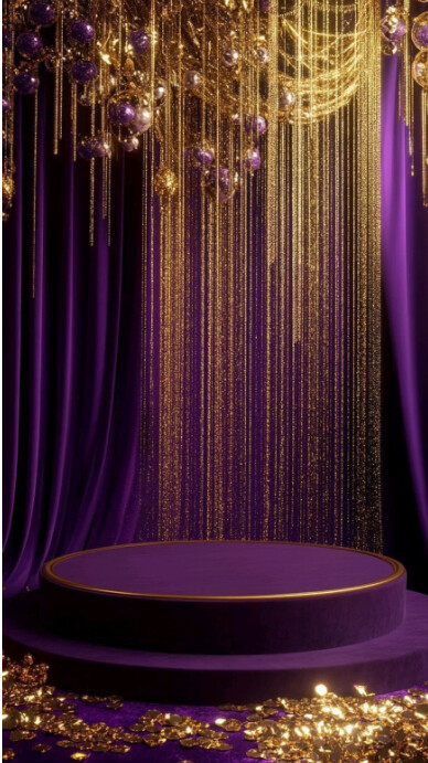 Modern & Minimal Purple Gold Digital Display (9:16) template