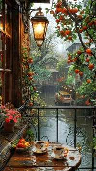 Modern & Minimal Rain Background  Digital Display (9:16) template