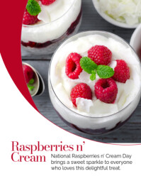 Modern & Minimal Raspberries N' Cream Day Instagram Portrait template