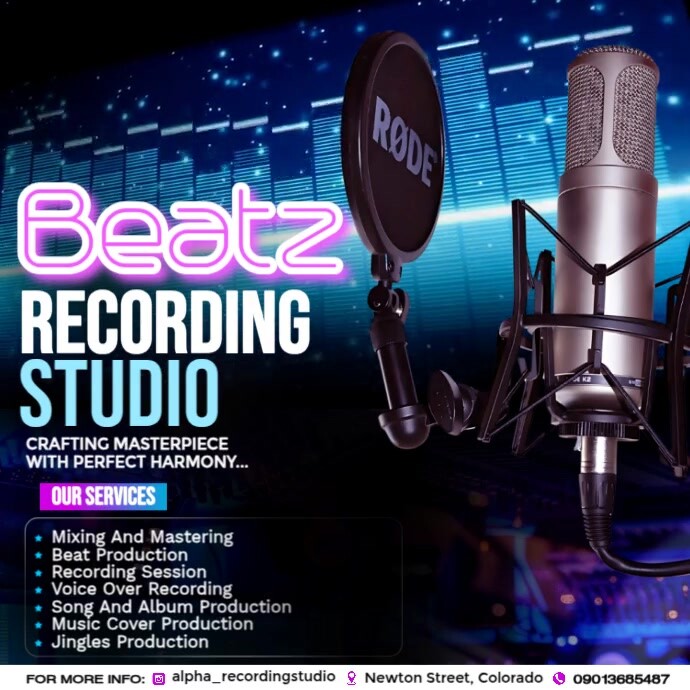 Modern & Minimal Recording Studio Design Template Instagram Post