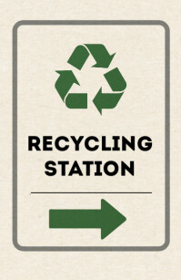 Modern & Minimal  Recycling Station Sign With Green Arrows – Eco-friendly Directional Sign Tabloid Poniekoerant template