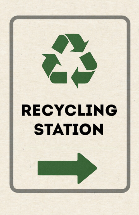 Modern & Minimal  Recycling Station Sign With Green Arrows – Eco-friendly Directional Sign Tabloid Poniekoerant template