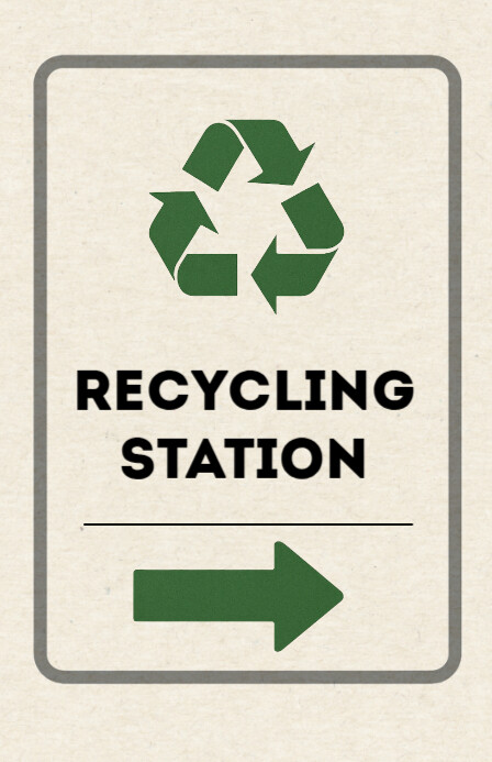 Modern & Minimal Recycling Station Sign With Green Arrows – Eco ...