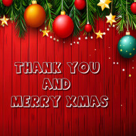 Modern & Minimal Red Background Thank You And Merry Xmas  Instagram Post template