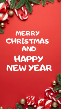 Modern & Minimal Red Merry Christmas And Happy New Year  Instagram Story Instagram-verhaal template