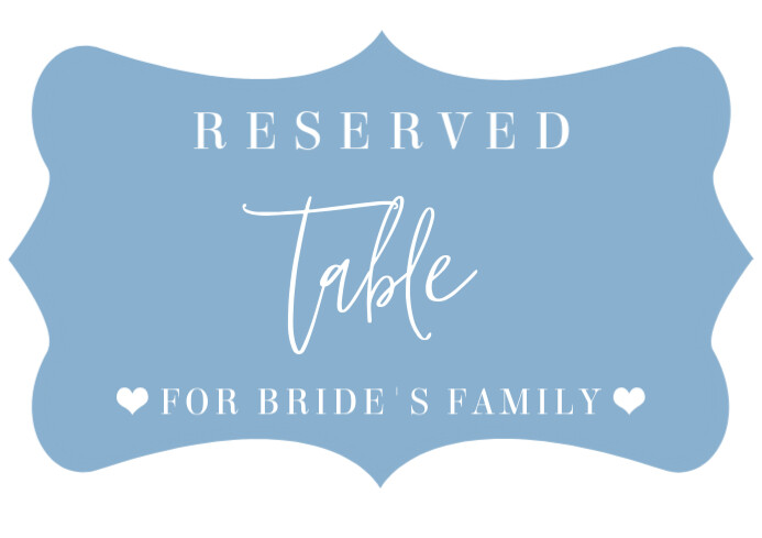 Modern & Minimal Reserved Wedding Table Sign For Bride's Family A4 ...
