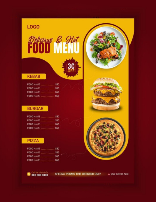 Modern & Minimal Restaurant Menu Design  Flyer (us Letter) template