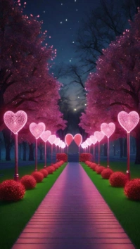Modern & Minimal Romantic Heart Light Path Background Digital Display (9:16) template